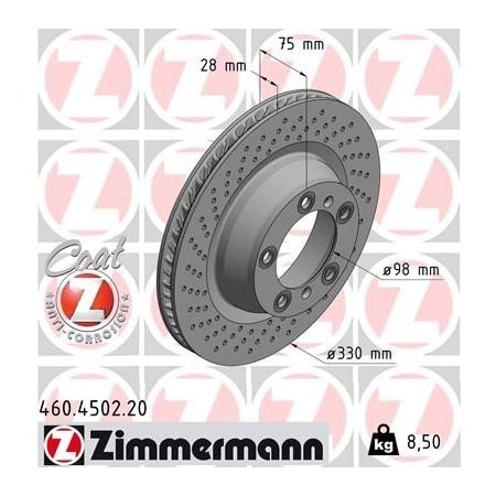 Zimmermann Brake Disc - Standard/Coated, 460450220 460450220